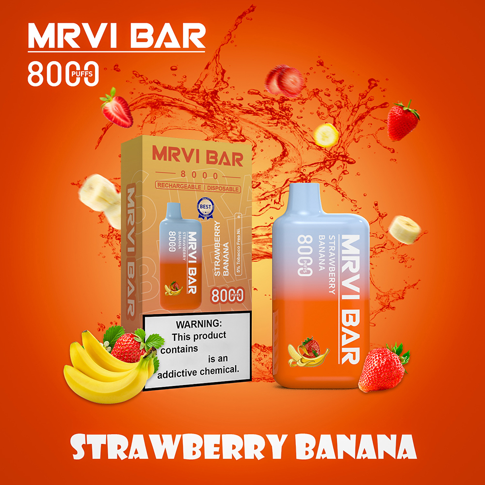 Vapes Одноразовые Mrvi Bar 8000 Puff Vape Pod Оптовая электронная сигарета с сетчатой катушкой 15 мл 8k затяжек Оптовая сигарета Электронная сигарета