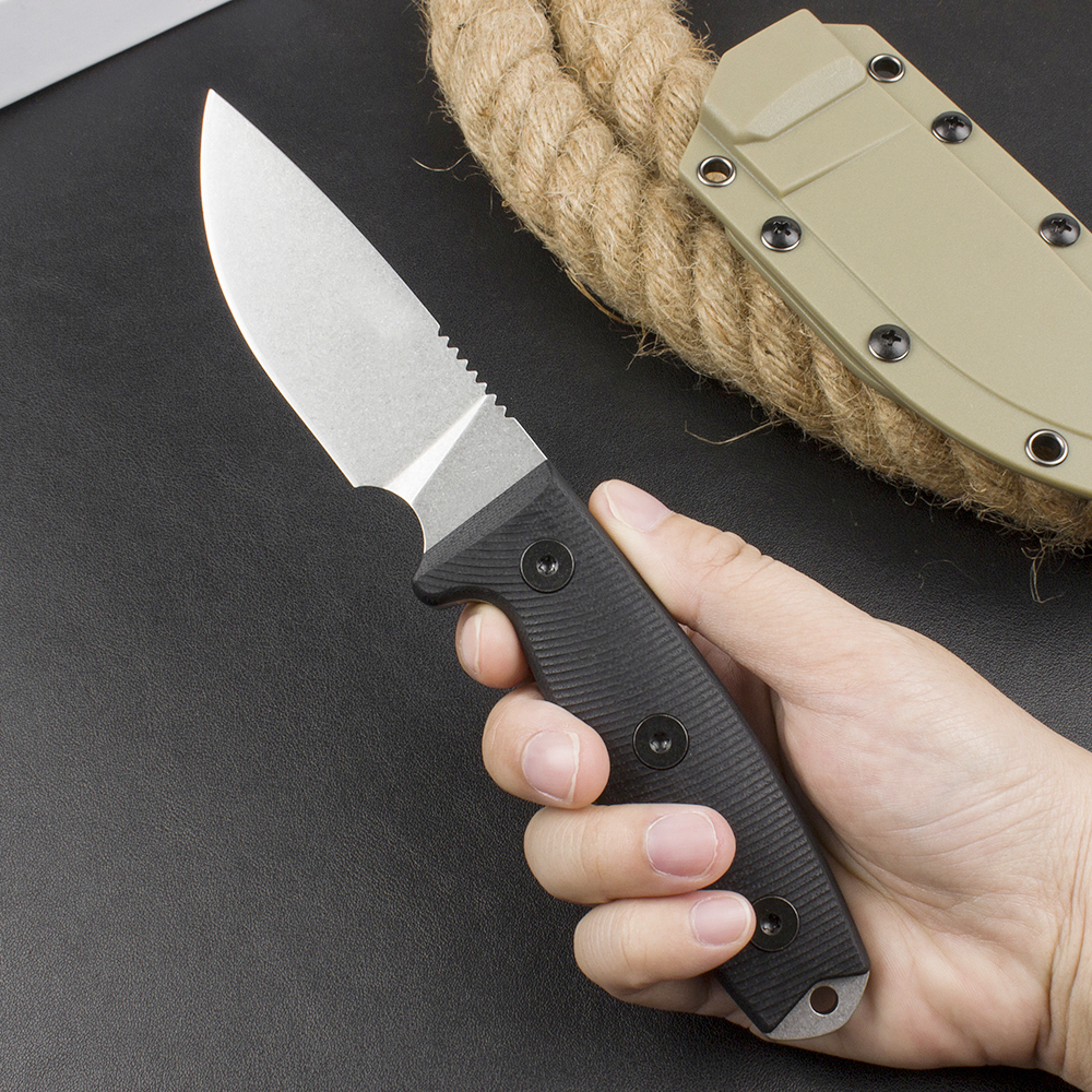 Neues H1086 Outdoor Survival Gerades Messer 9Cr18Mov Stone Wash Klinge Full Tang G10 Griff Outdoor Feststehende Jagdmesser mit Kydex