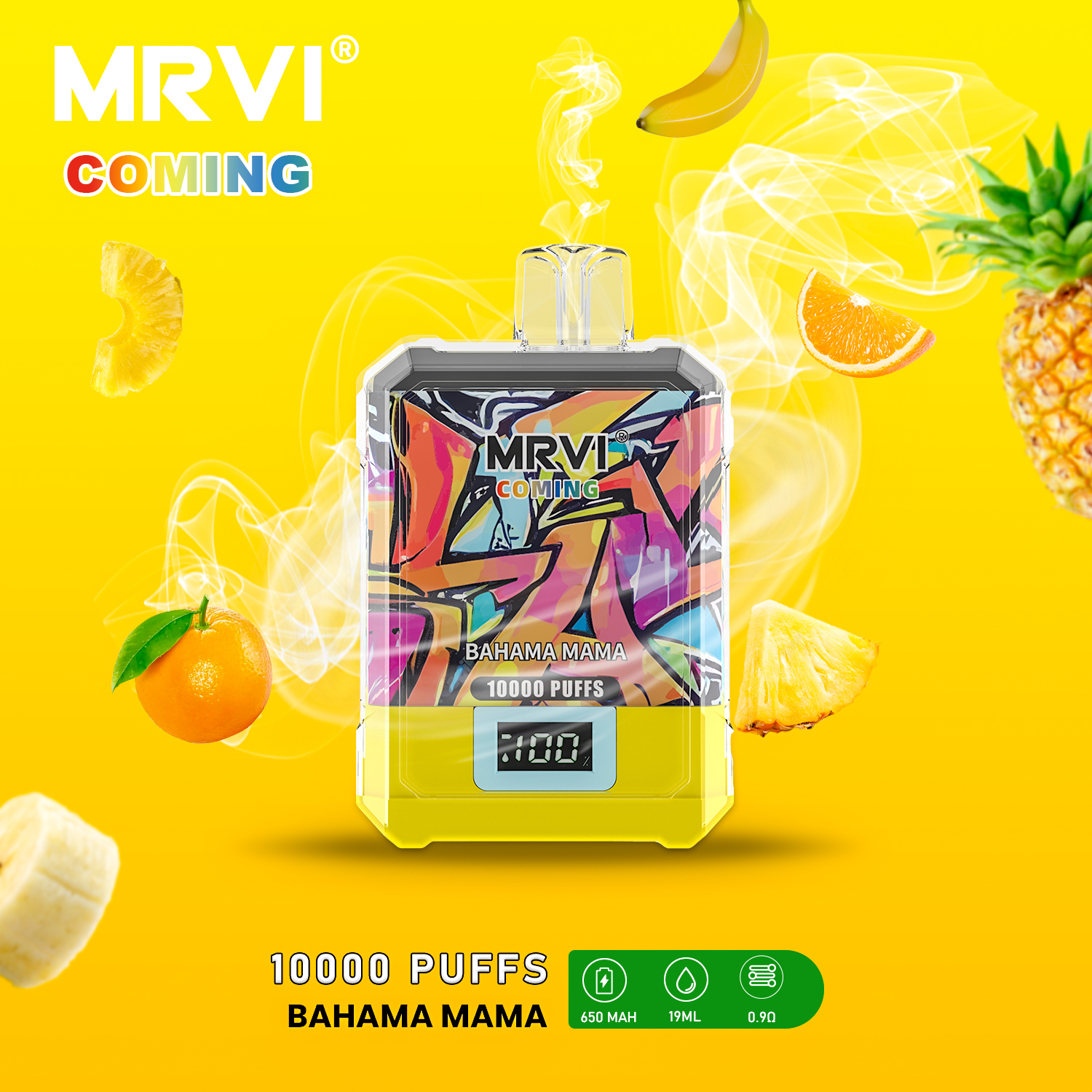 Mrvi Coming 10000 Puffs 10k Sigarette elettroniche Vape usa e getta Baccelli da 19 ml Batteria ricaricabile da 650 mAh Bobina a rete vaporizza soffio usa e getta con schermo digitale