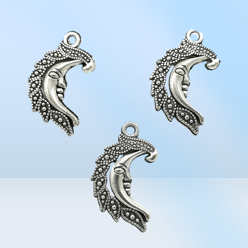 God Moon Face Alloy Charms Pendants Retro Jewelry Making DIY Keychain Ancient Silver Pendant For Bracelet Earrings 28x14698539