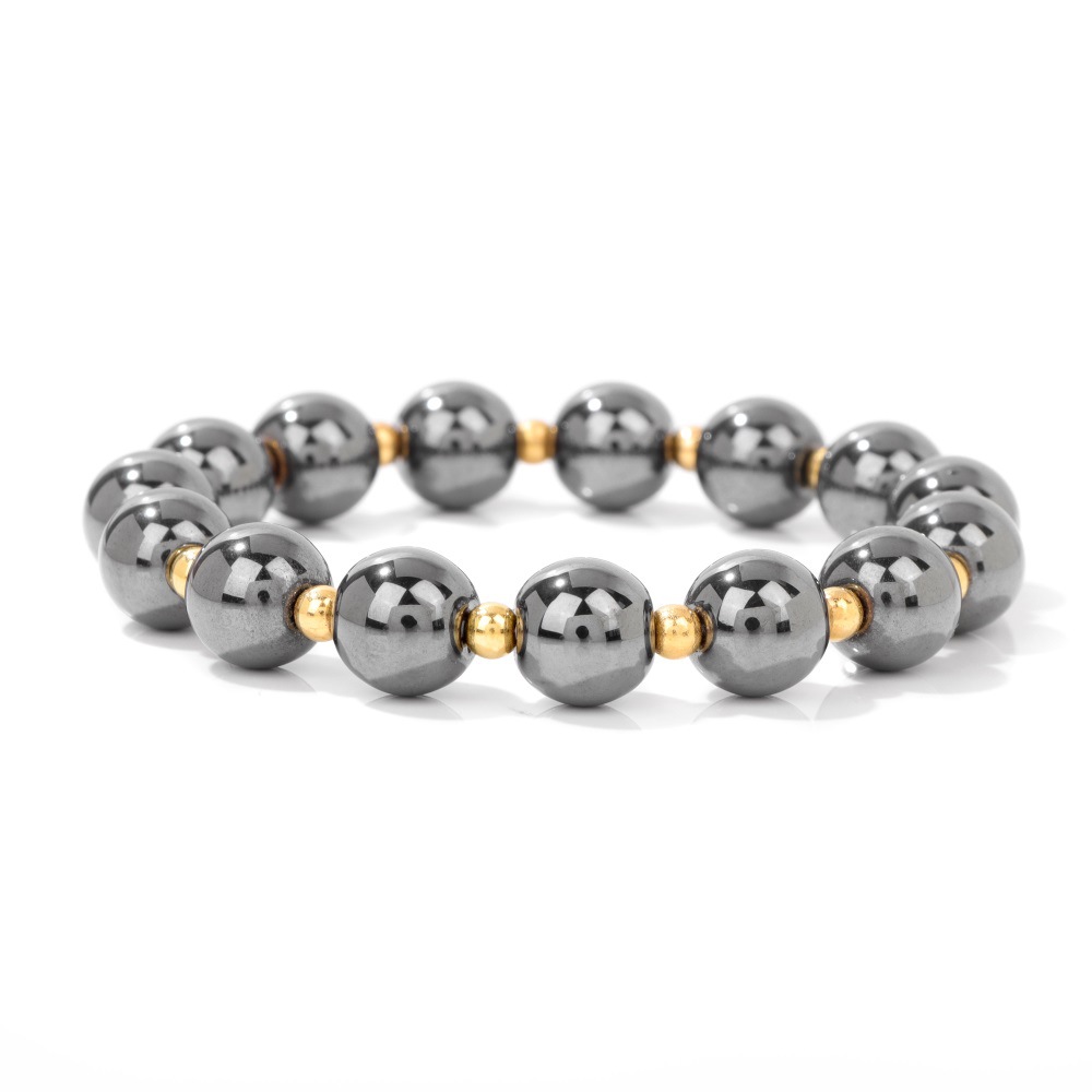 Energy 6/8/10mm Hematite stone Beaded Elasticity Bracelet for Women Men Business Jewelry