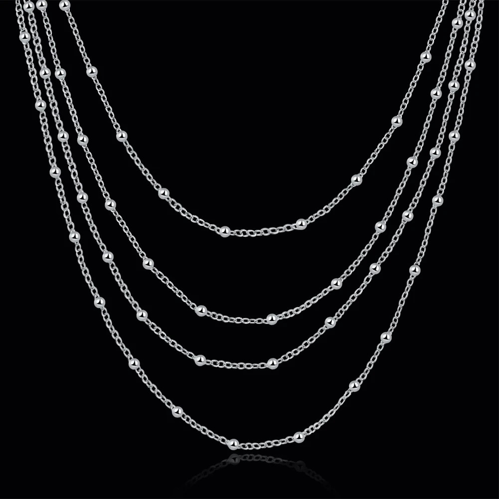 Pendant Necklaces 925 Sterling Silver Fashion Jewelry 18 inches Smooth Bead Chain Necklace For Women Wedding Birthday Gifts 231011