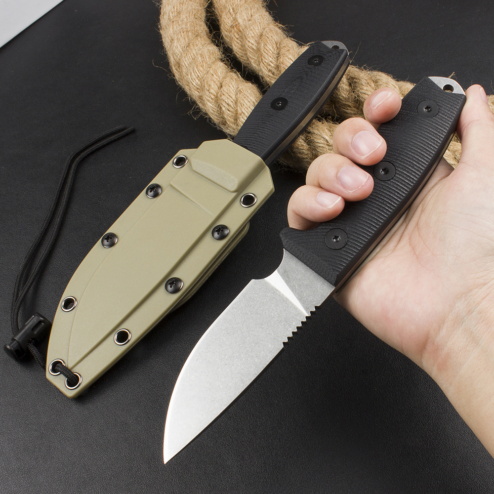 Neues H1086 Outdoor Survival Gerades Messer 9Cr18Mov Stone Wash Klinge Full Tang G10 Griff Outdoor Feststehende Jagdmesser mit Kydex