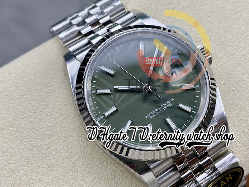 Clean CF 126234 VR3235 Automatisch unisex horloge Heren dameshorloge 36 mm grijsgroene wijzerplaat Romeinse markeringen 904L Jubileesteel-armband Super Edition