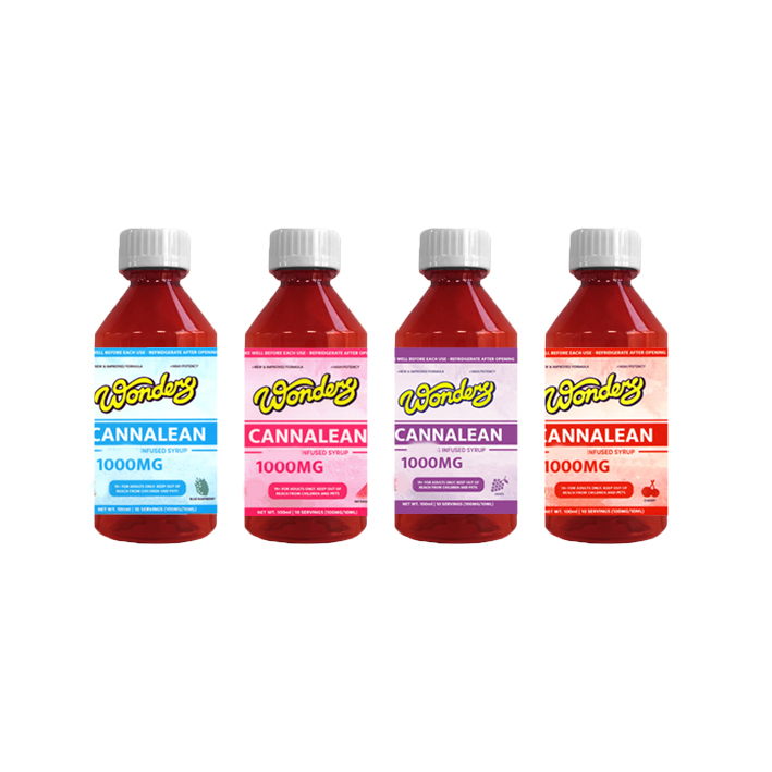 Partihandel Cannalean 100 ml 4oz Cherry Paper Stickers Sirap 1000 mg Bottle Mix Flavors Etikettförpackning