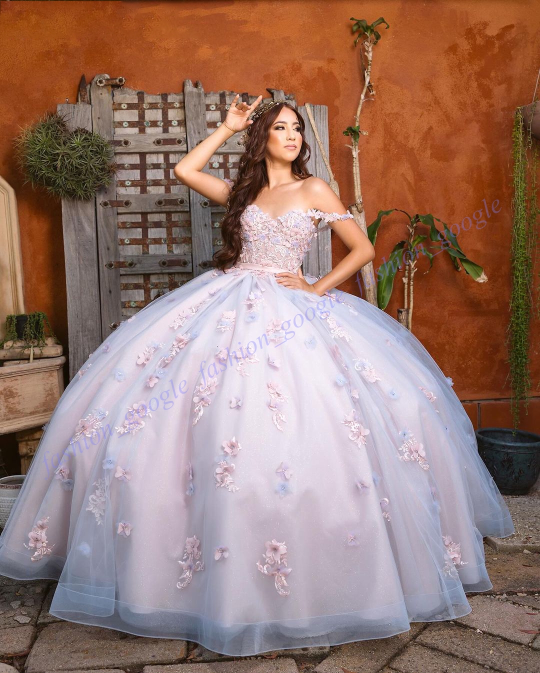 Fairytale Princess Quinceanera Dress 2024 3D Floral Contraving Colors Charro Mexican Quince Sweet 15/16 Birthday Party Virt for 15th Girl Drama Winter.