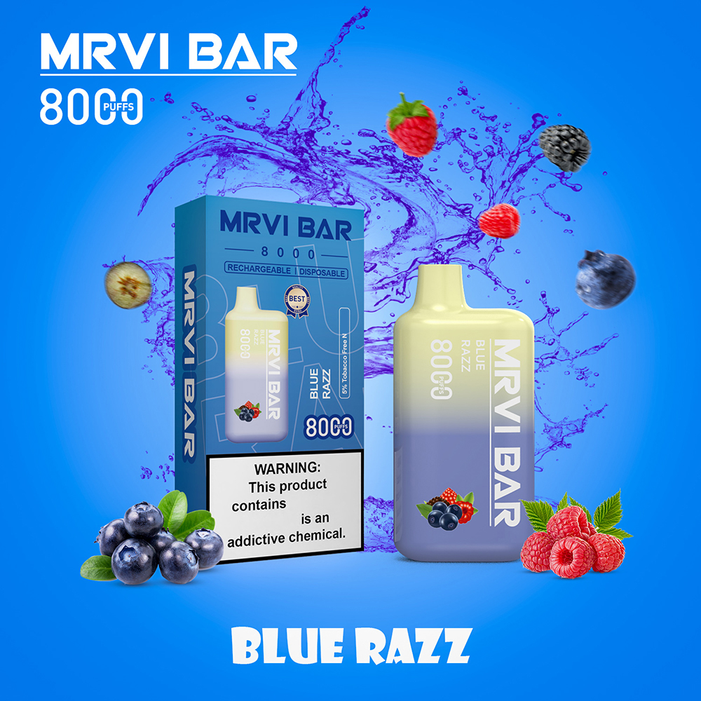 Tyskt lager MRVI Bar MR8000 Puff Electronic Cigarette Disposable Vape Pen 5% Endast 15 ml Mesh Coil Vape