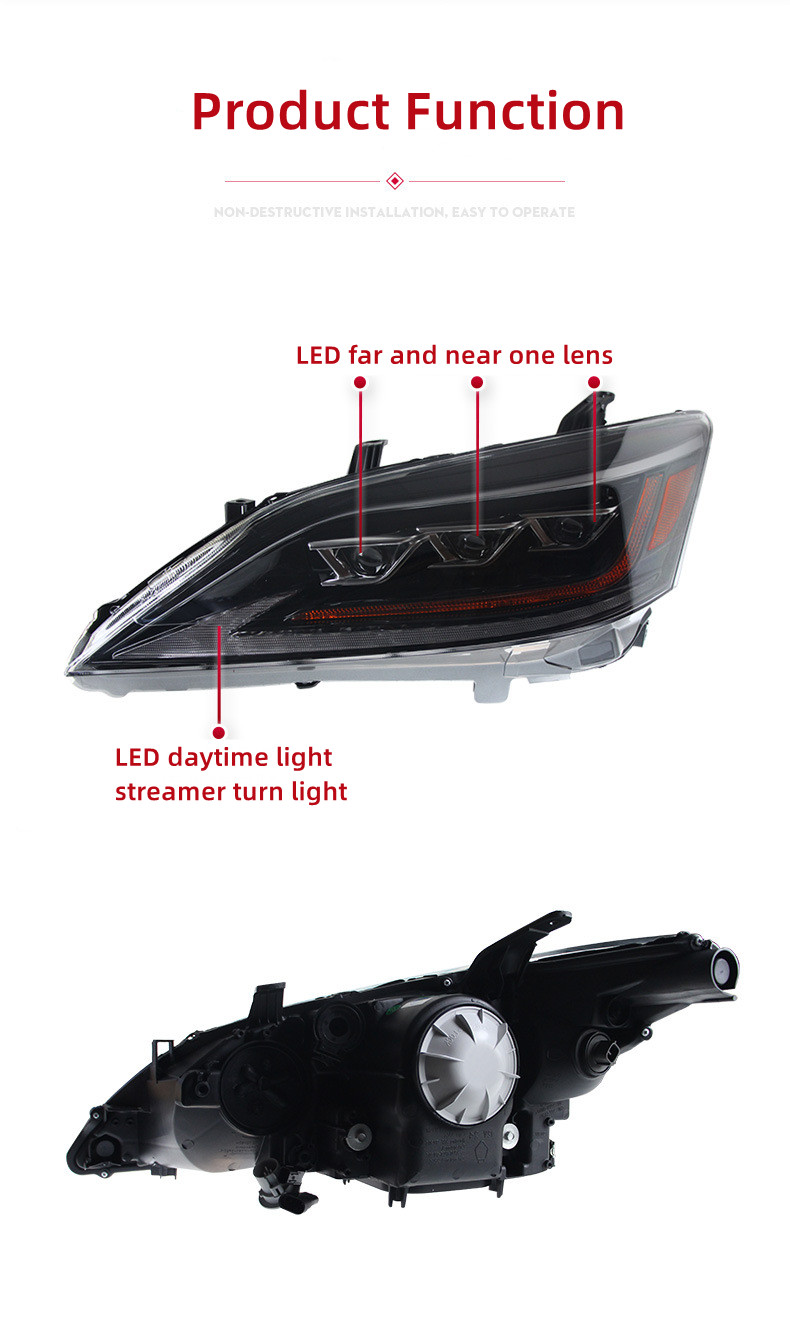 Headlight Assembly for Lexus ES 2006-2012 LED Turn Signal Front Headlight Replacement DRL Daytime Running Light