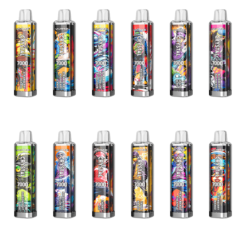 Authentische VAPME Crystal 7000 Puffs Einweg-Vapes, wiederaufladbare E-Zigarette, 650-mAh-Akku, vorgefüllte 14-ml-Pods, Carts Mesh-Coil-Vape-Stift