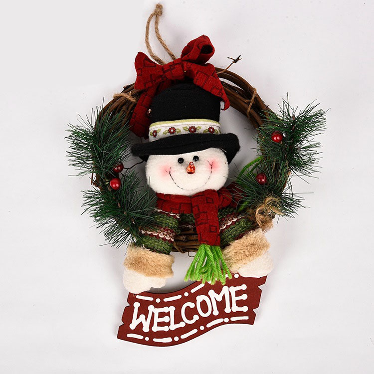 Jul rotting trämransdockor dörr hängande dekoration girland krans jul jultomten snögubbe älg hängande dekor