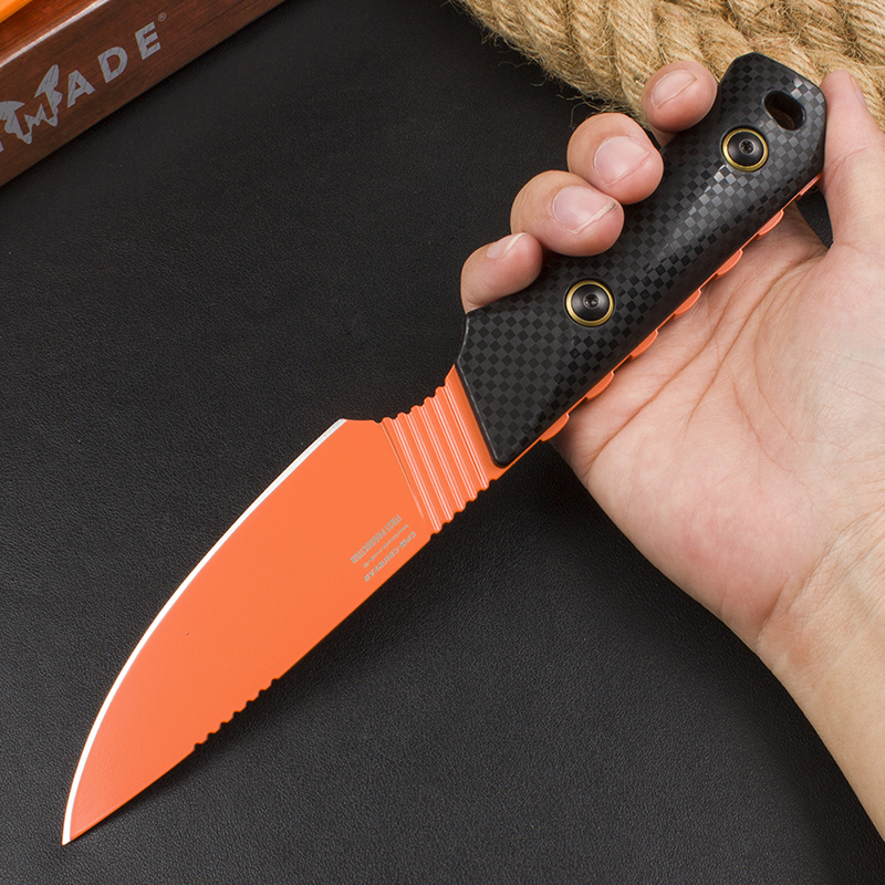 New BM 156000R OR Raghorn Fixed Blade Hunt Knife 4" D2 Steel Blade Nylon fiberglass Santoprene Handle Camping Outdoor Tactical Combat Self-defense Knives 15700