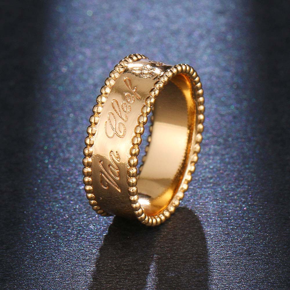 Anel feminino designer brilhante gravado anéis luxo clássico moda anéis jóias presente