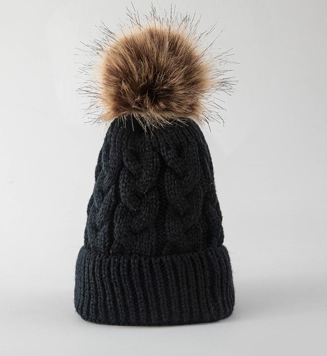 Bébé oreillettes chapeaux tricoté Pom Pom Beanie enfants chapeau d'hiver pour les enfants DF292