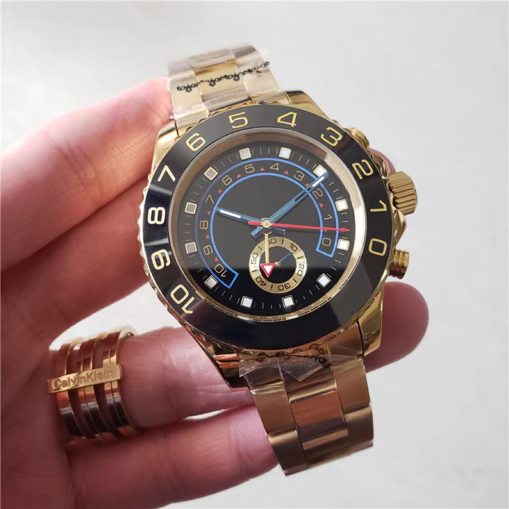 2023 Dropshipping Mens Watch 2813 حركة أوتوماتيكية الساعات الميكانيكية 44 مم اثنين لهجة الذهب الفولاذ المقاوم للصدأ DIAR chronograph ساعات المعصم المقاومة للماء