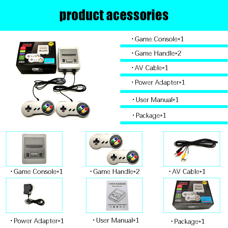 Nieuwe Super Mini Retro Game Console met Dual Controllers Classic HD TV Out Home Video Gaming Players Ingebouwde 620 8-bit games voor SFC NES SNES