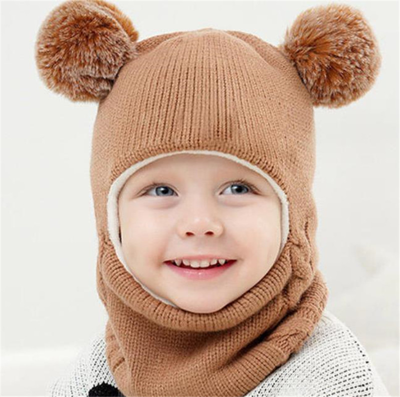 Children's hats, scarves, earmuffs, and winter baby warm knitted hats are integrated, suitable for both men and women df290