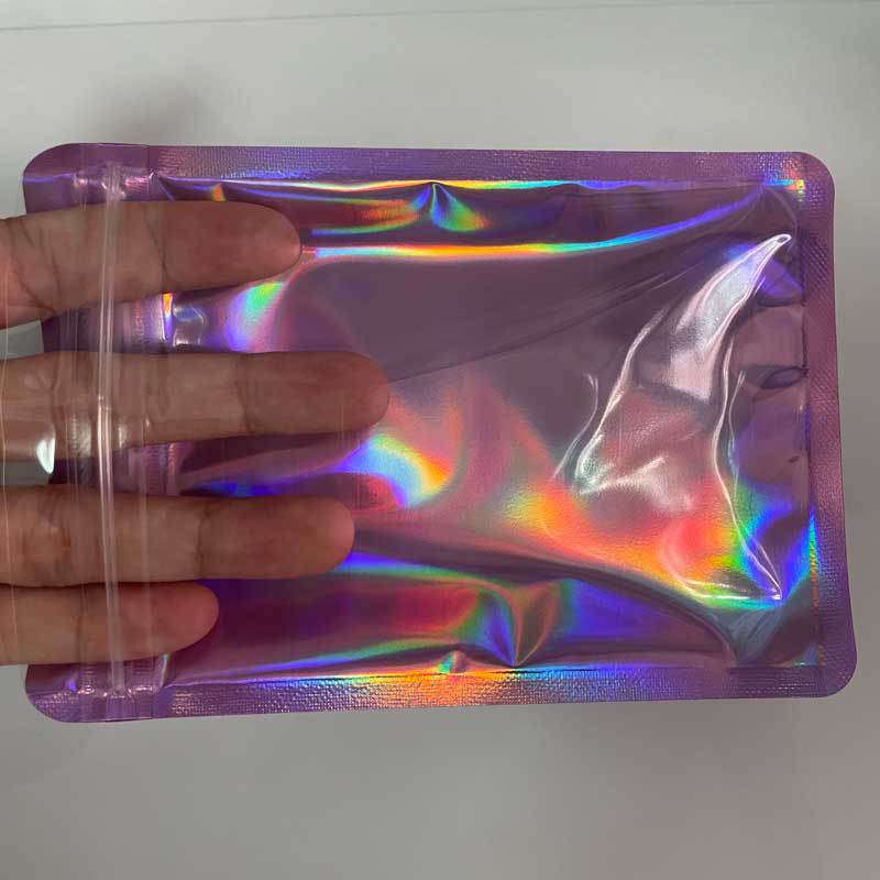 Purple Laser Aluminum Foil Packaging Bags Blue Translucent Zipper Sealing Pouch Mobile Phone Case Earphone USB Cable Accessories Earring Jewelry Hairpin Cosmetic