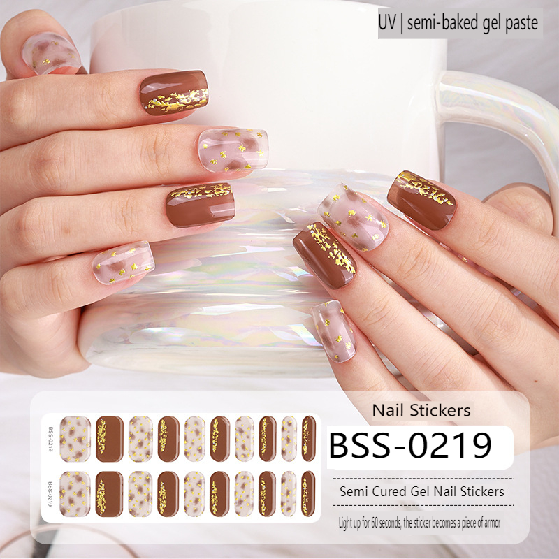 Bandes d'ongles en gel semi-durci pour 20 pièces d'autocollants pour ongles en gel de qualité salon et enveloppes d'ongles longue durée pour femmes avec finition en gel doux