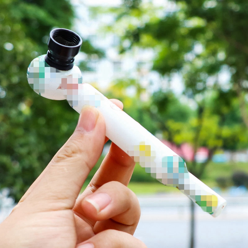 Latest Colorful Pattern Glass Pipes Portable Removable Innovative Filter Screen Metal Bowl Herb Tobacco Cigarette Holder Smoking Travel Handpipes Tube