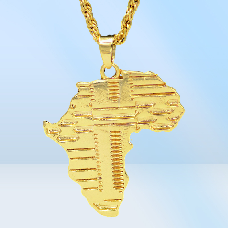 Uodesign Brand Hiphop Africa Necklace Gold Color Pendant Chain African Map Gift for MenWomen Ethiopian Jewelry Trendy3265675