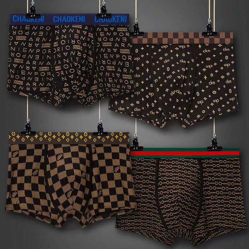 Quatro pares de roupa interior masculina boxers modal algodão dois conjuntos de boxer shorts cabeça juventude sexy shorts