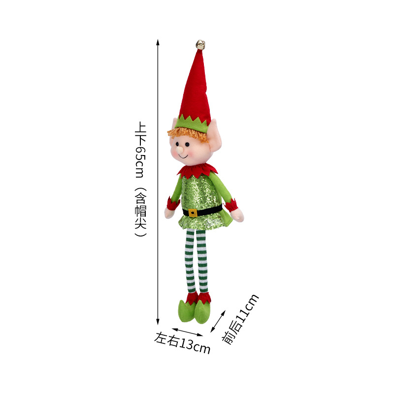 Świąteczna lalka elf 65 cm noga xmas okno