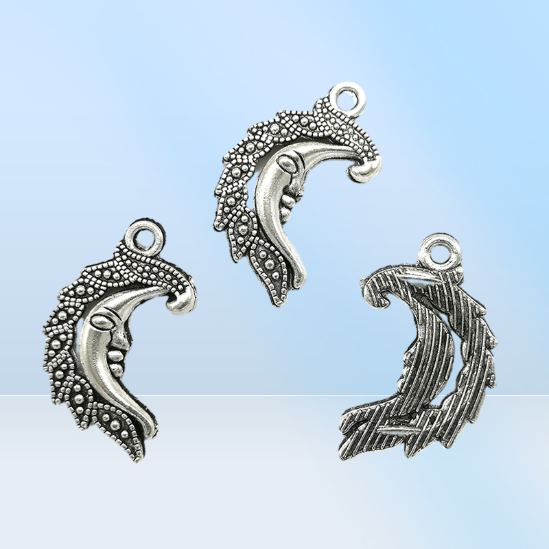 100st God God Moon Face Alloy Charms hängen Retro smycken som gör DIY Keychain Ancient Silver Pendant For Armband örhängen 28x14698539