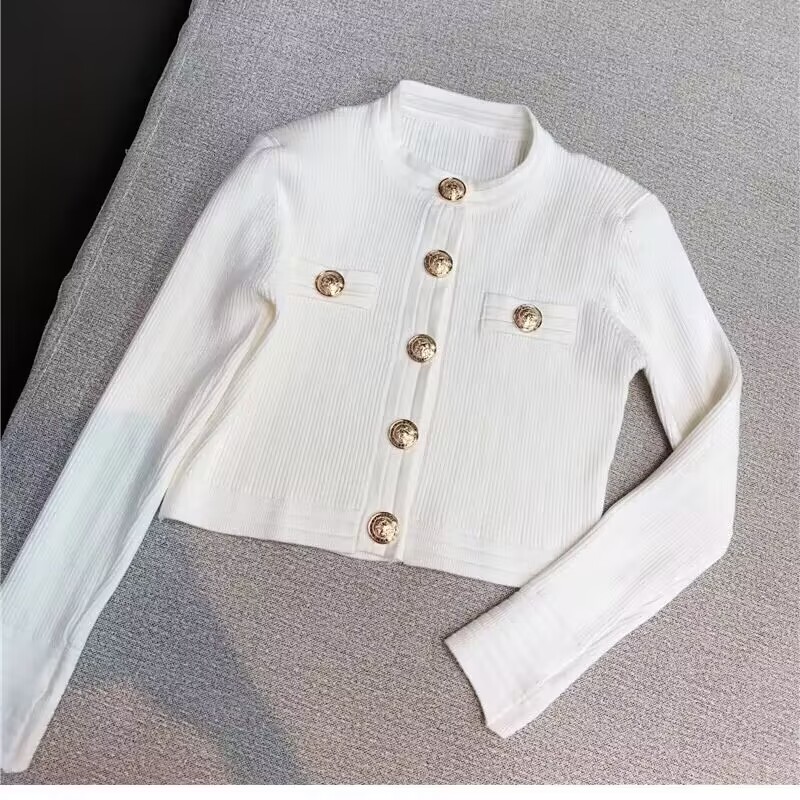 Women's French short single-breasted sweater cardigan knitted coat M L XL XXL