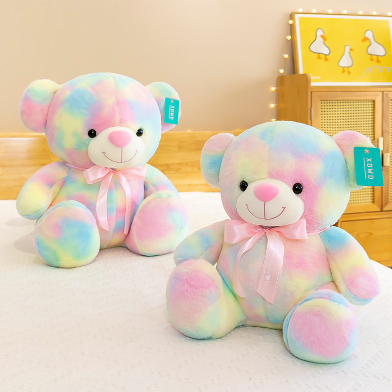 Bunter kalter Teddybär, Stofftier, großes weiches, supersüßes Bären-Puppenkissen, Baby-Freundin, Weihnachtsgeschenk-Dekoration
