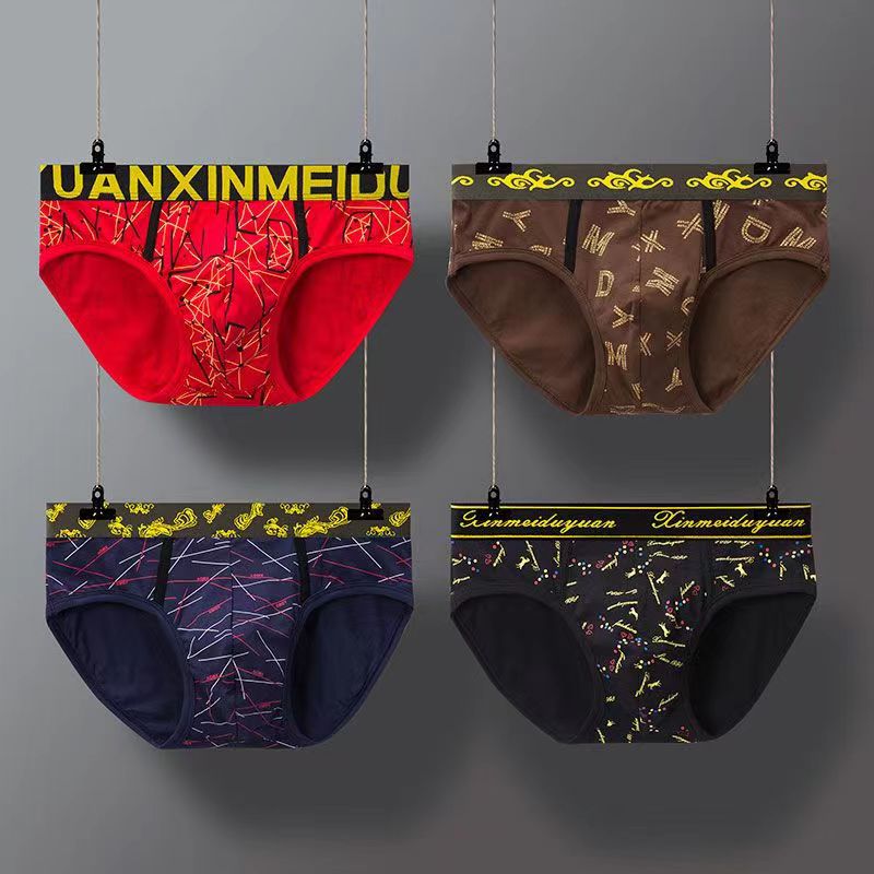 Herren-Unterwäsche-Slips, Baumwolle, atmungsaktiv, Persönlichkeit, Modemarke, Jungen, sexy Slips mit mittlerer Taille