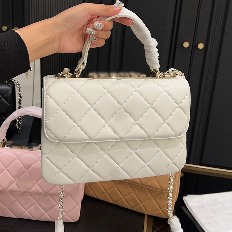 Fransız klasik modaya uygun tasarımcı crossbody çanta lüks elmas kafes orijinal deri kadın tote çanta paris çift harfli moda çanta omuz çantası en kaliteli