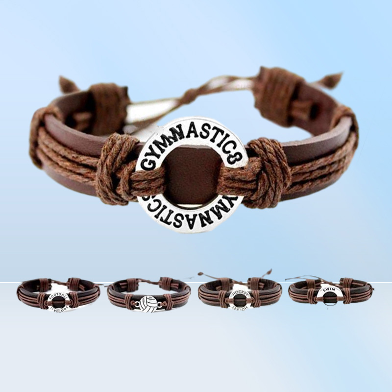 Charm JewelryCharm -armband Gymnastik Calisthenics Golf Soer Football Baseball Softball Volleyball Lae Hockey Tennis Leather Jewelry7513584