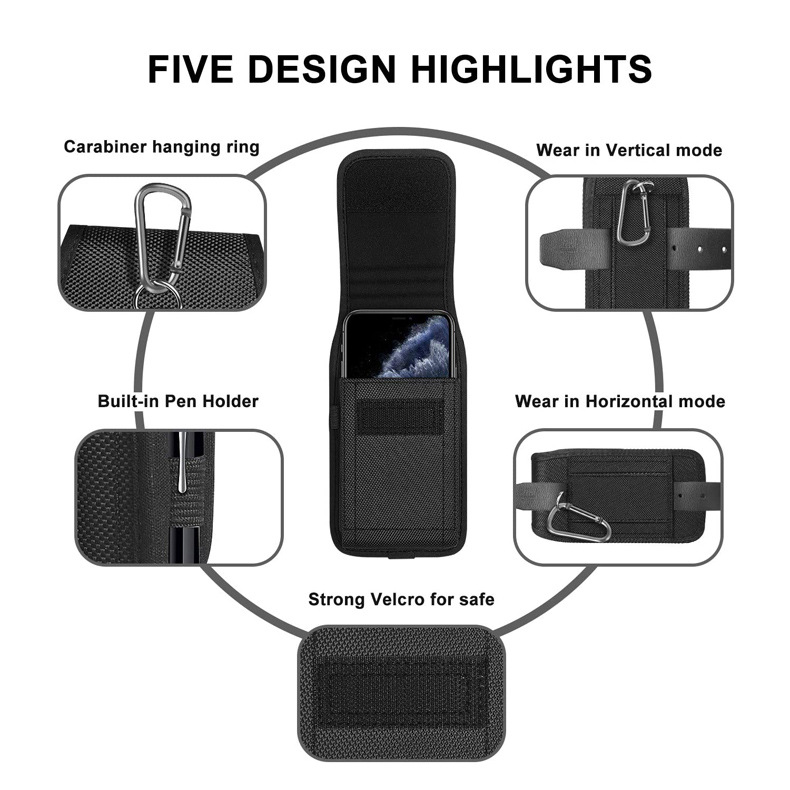 Clip de ceinture Holster Étuis de téléphone universels Pochette en nylon pour iPhone 15 14 13 12 11 pro max Samsung S23 Huawei Moto LG Sport Taille Pack Sac Flip Moblie pour 4,5-7,0 pouces