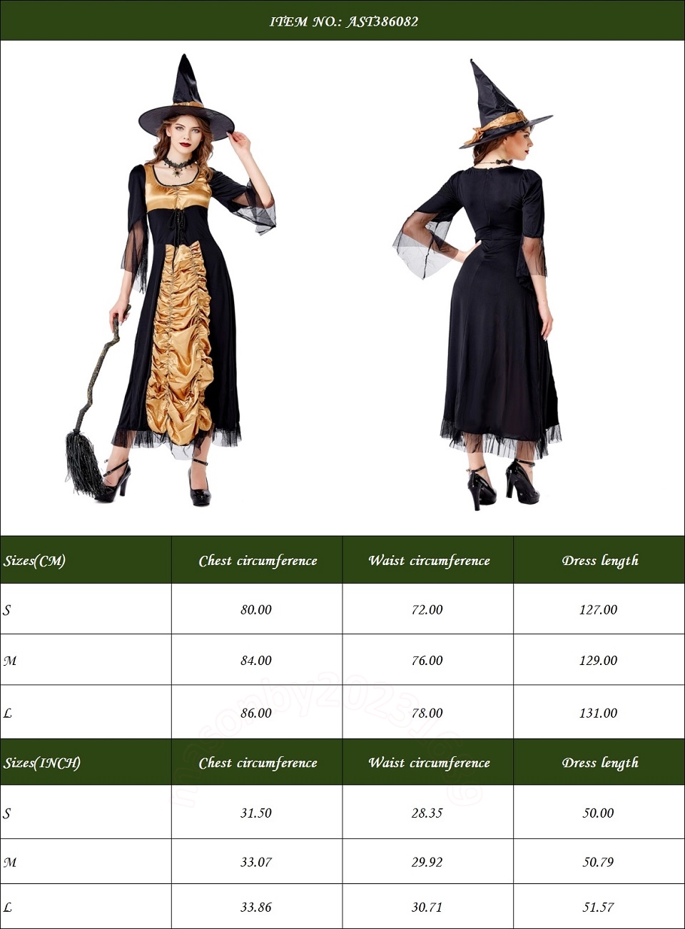 Halloween Ny ankomst Dual Color Long Witch Costume Cosplay Party Stage Performance Outfit