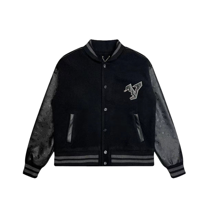 mens jacket designer jacket mens baseball jacket fashionable pure cotton leather patchwork three-dimensional printed baseball jacket European Size M-XL