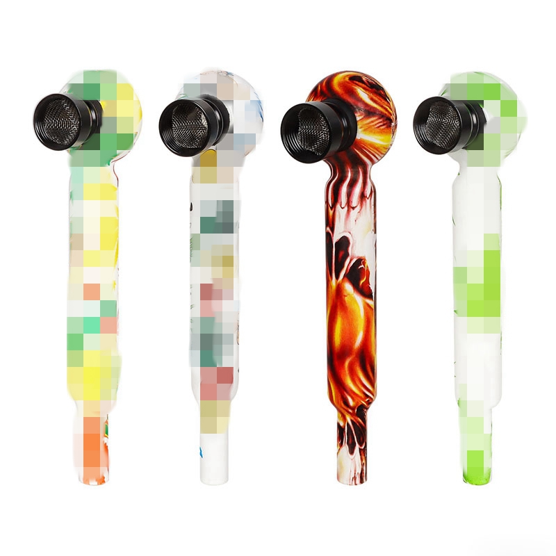 Latest Colorful Pattern Glass Pipes Portable Removable Innovative Filter Screen Metal Bowl Herb Tobacco Cigarette Holder Smoking Travel Handpipes Tube