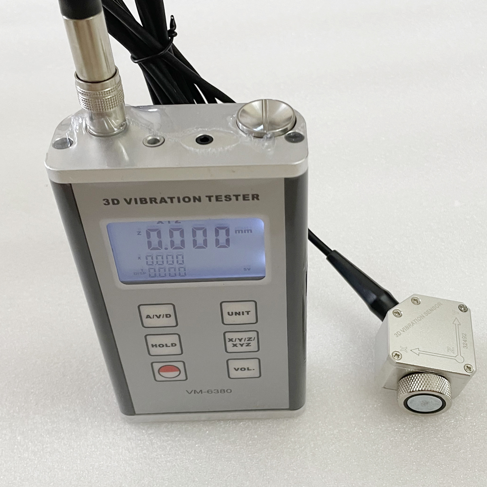 3D Digitale Trillingsmeter Tester VM-6380 Piëzo-elektrische Accelerometer Sensor Vibrometer 3-As Trillingsanalysator VM6380