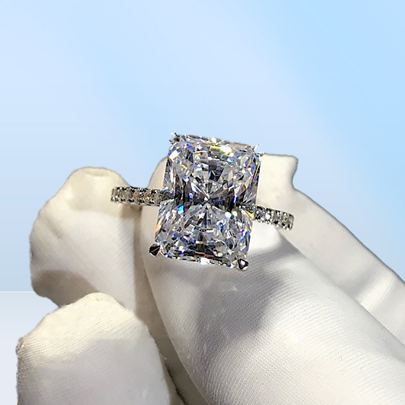925 Sterling Zilveren Ring Cut 5ct Diamond Moissanite Vierkante Engagement Wedding Band Ringen Voor Vrouwen Gift5824406