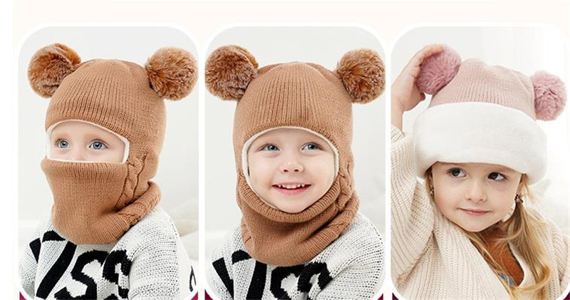 Children's hats, scarves, earmuffs, and winter baby warm knitted hats are integrated, suitable for both men and women df290