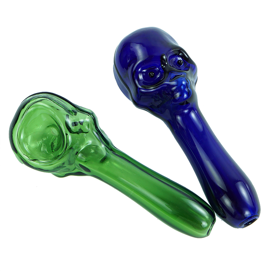 Smoking Pipes Glass Spoon Hand Pipe Smoke Accessories Skull Style Bubbler Bong Tobacco Straight