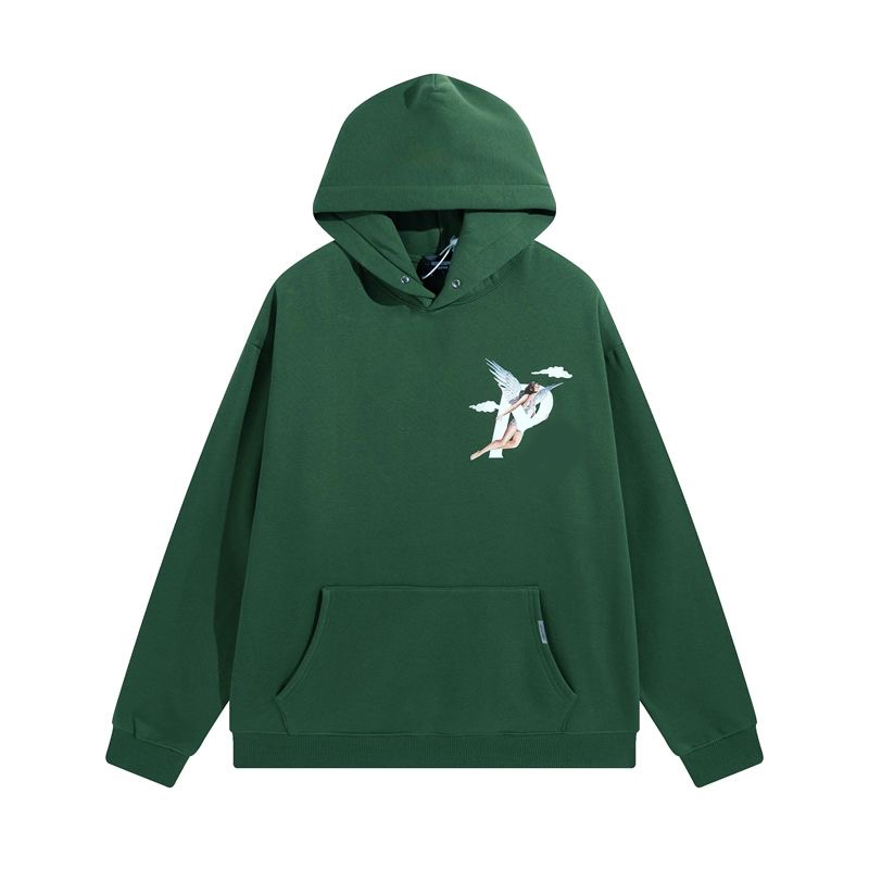 Herenhoodies Retro Angel Print Letter Foam Pullover Fleece voor mannelijke en vrouwelijke High Street Oversized Casual Sweatshirts Losse capuchon