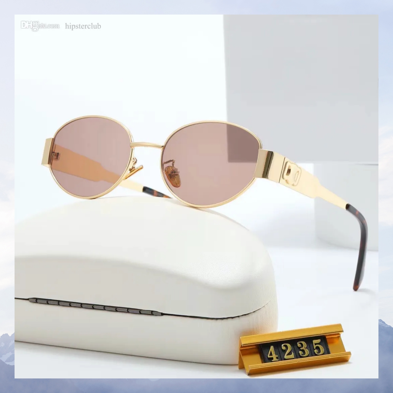 Gafas de sol de diseño de lujo para mujeres y hombres, las mismas gafas de sol que Lisa Triomphe, foto de calle en la playa, pequeñas gafas de sol, montura completa de metal con caja de regalo