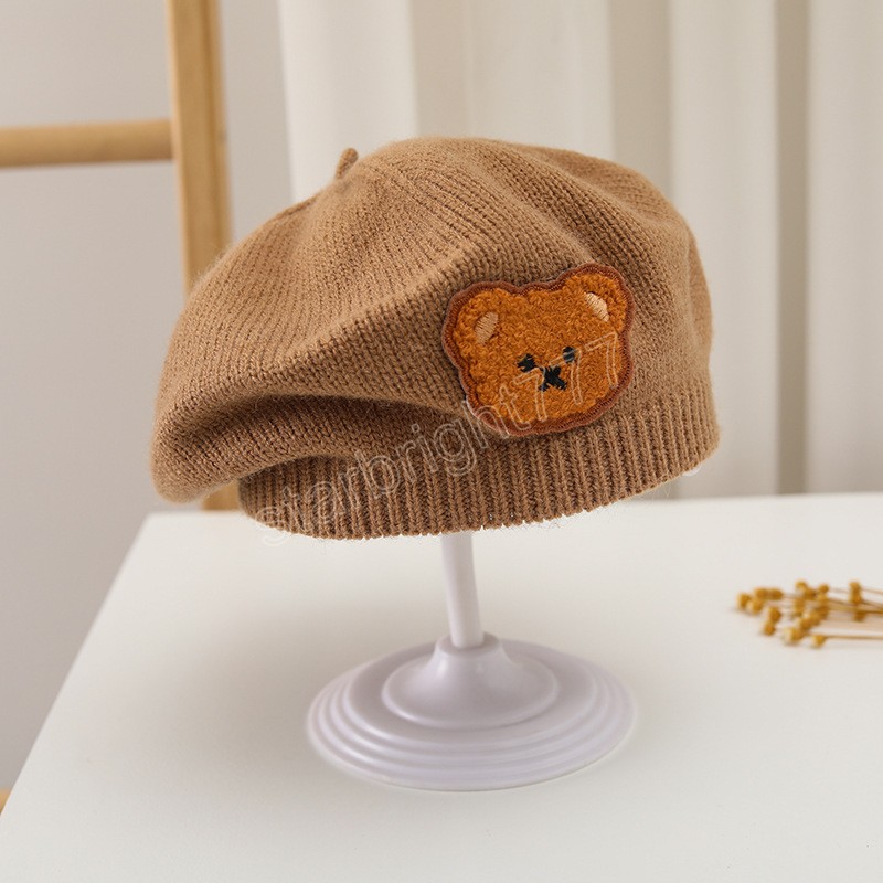 New Baby Beret Hat Winter Spring Cute Bear Soft Cotton Warm Knitted Berets Korean Boy Girl Berets Painter Cap Bonnet