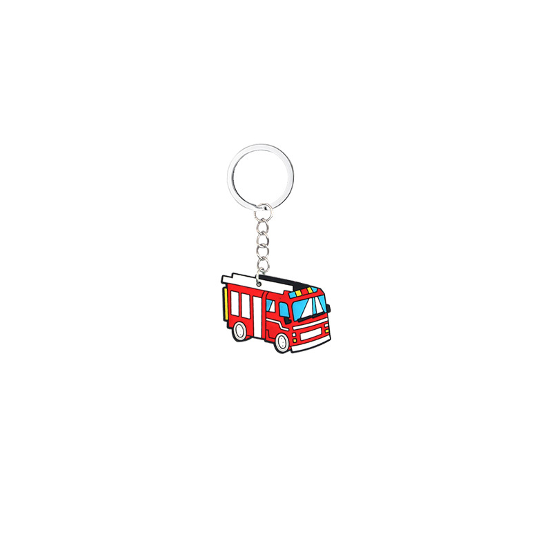 Dessin animé PVC porte-clés pompier mignon porte-clés voiture porte-clés étudiant sac d'école pendentif cadeau créatif porte-clés