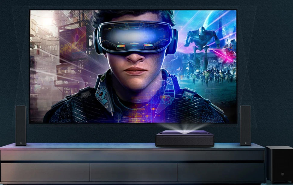 Flyin 5000 lumen Cinema Video 300 pollici Android Hd 3D 4k Home Theater UST Laser TV Proiettore a ottica ultra corta
