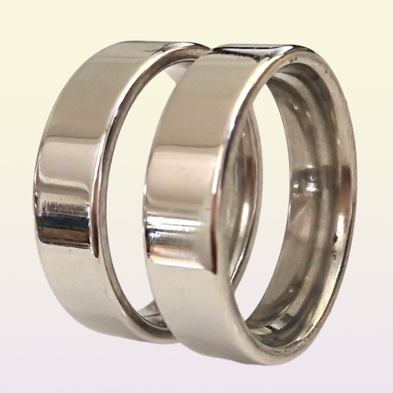 Lotes a granel entero unisex plateado 6 mm de calidad liso brillante 316l acero inoxidable anillos de compromiso de boda amantes parejas Fing5111705