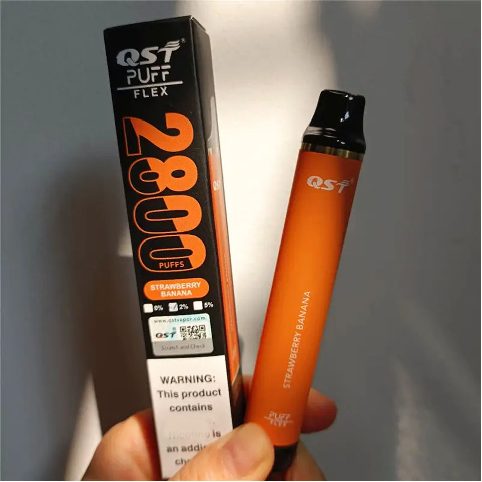 QST Puff 2800 Puff Flex 2800 Tek kullanımlık Vape Kalem E Sigara Vape İstenebilir Kitler 850mAh Pil Pre Dolgulu 8ml Vapes Tek Kullanımlık Puf Çubuğu