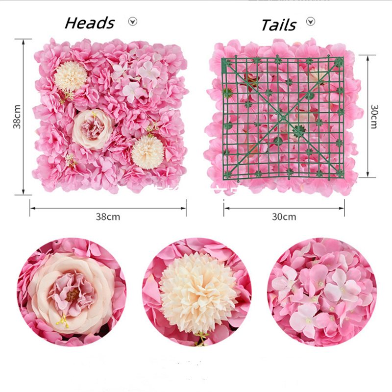 Pink Silk Rose Flower Wall Artificial Flowers Peony Hydrangea Wedding Background Wall Festival Activities Fake Flower Wall