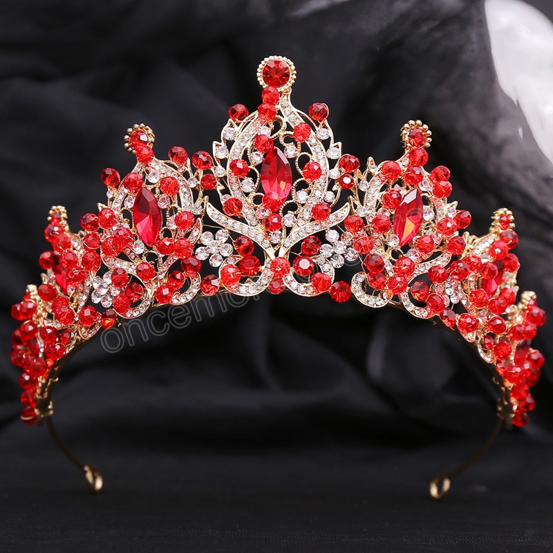 Baroque Handmade Crystal Beads Crown For Women Girls Wedding Bride Queen Bridal Tiaras Hair Dress Accessories Headbands