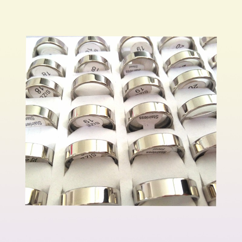 Hela bulk partier 100 st unisex silver 6mm vanlig kvalitet glänsande 316l rostfritt stål bröllop förlovningsringar älskar par fing1917667